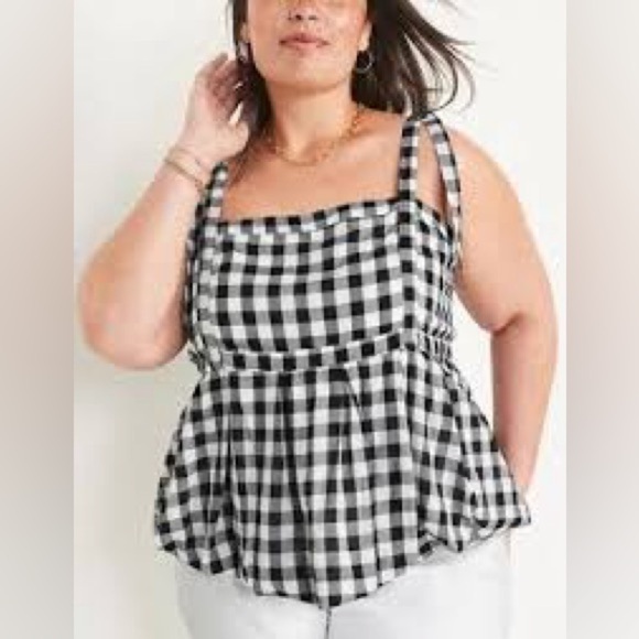 Old Navy babydoll gingham sleeveless top NWT plus size 2X square neck farmhouse - Picture 1 of 8